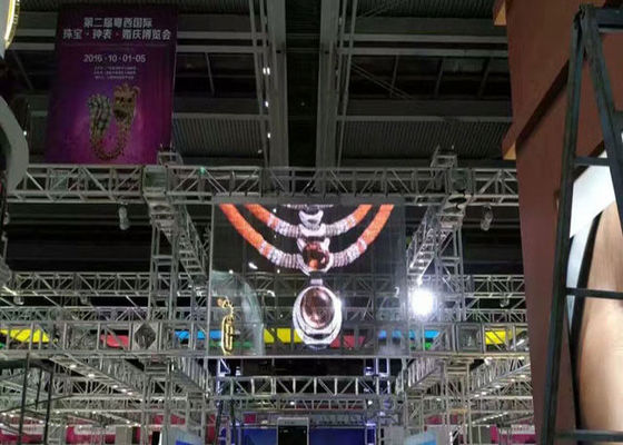 داخلی P10 شفاف صفحه نمایش LED شیشه ای فیلم دیواری سبک سبک 9216 Dos / Sqm